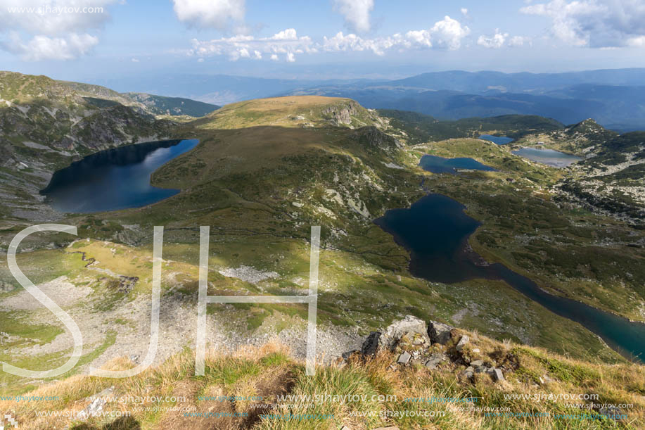 Summer view of The Kidney, The Twin, The Trefoil, The Fish and The Lower Lakes , Rila Mountain, The Seven Rila Lakes, Bulgaria