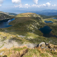 Summer view of The Kidney, The Twin, The Trefoil, The Fish and The Lower Lakes , Rila Mountain, The Seven Rila Lakes, Bulgaria