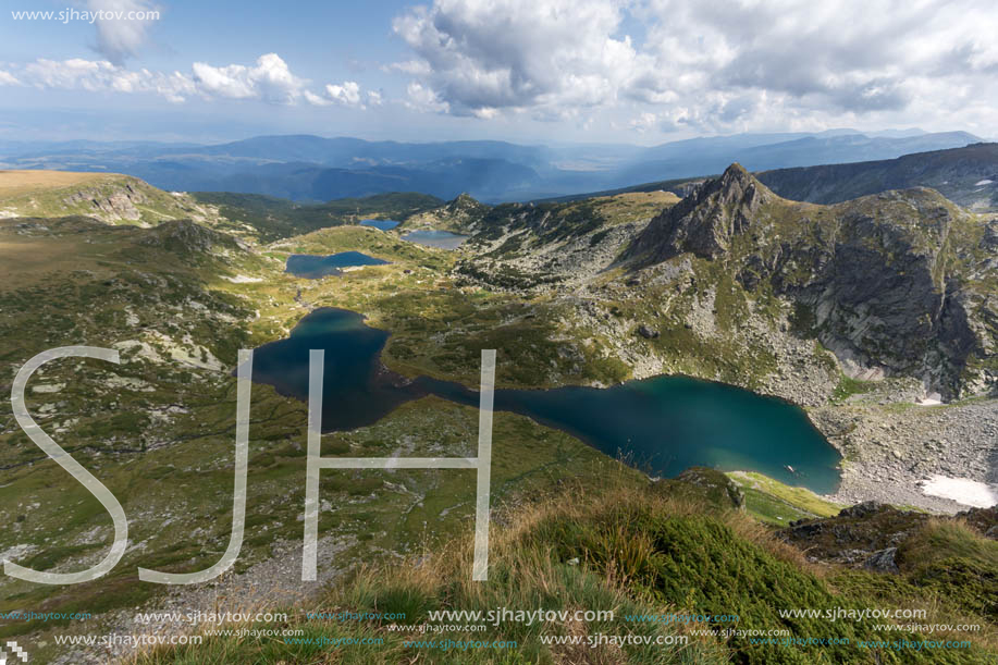 Summer view of The Twin, The Trefoil, The Fish and The Lower, Rila Mountain, The Seven Rila Lakes, Bulgaria