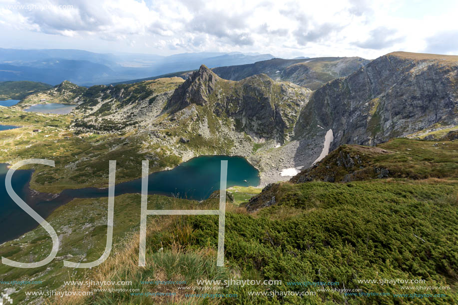 Summer view of The Twin, The Trefoil, The Fish and The Lower lakes, Rila Mountain, The Seven Rila Lakes, Bulgaria