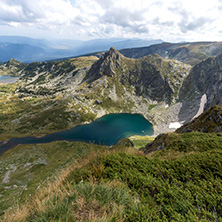 Summer view of The Twin, The Trefoil, The Fish and The Lower lakes, Rila Mountain, The Seven Rila Lakes, Bulgaria