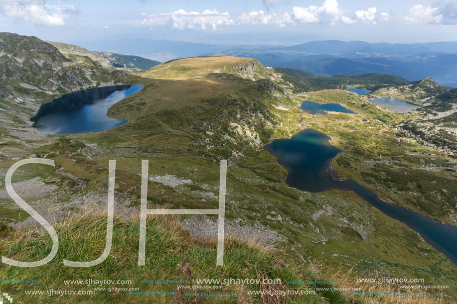 Summer view of The Kidney, The Twin, The Trefoil, The Fish and The Lower Lakes , Rila Mountain, The Seven Rila Lakes, Bulgaria