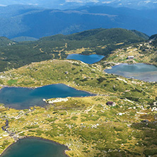Summer view of The Twin, The Trefoil The Fish and The Lower Lakes, Rila Mountain, The Seven Rila Lakes, Bulgaria
