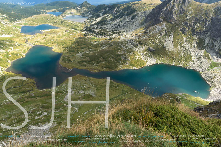 Summer view of The Twin, The Trefoil The Fish Lakes and The Lower, Rila Mountain, The Seven Rila Lakes, Bulgaria