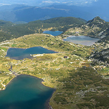 Summer view of The Twin, The Trefoil The Fish and The Lower Lakes, Rila Mountain, The Seven Rila Lakes, Bulgaria