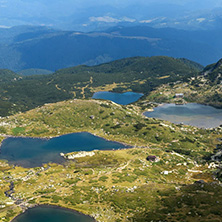 Summer view of The Twin, The Trefoil The Fish and The Lower Lakes, Rila Mountain, The Seven Rila Lakes, Bulgaria