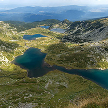 Summer view of The Twin, The Trefoil The Fish and The Lower Lakes, Rila Mountain, The Seven Rila Lakes, Bulgaria