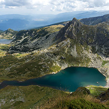 Summer view of The Twin, The Trefoil, The Fish and The Lower lakes, Rila Mountain, The Seven Rila Lakes, Bulgaria