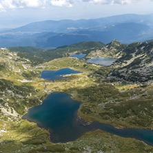 Summer view of The Twin, The Trefoil, The Fish and The Lower lakes, Rila Mountain, The Seven Rila Lakes, Bulgaria