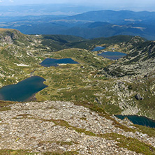 Summer view of The Twin, The Trefoil The Fish and The Lower Lakes, Rila Mountain, The Seven Rila Lakes, Bulgaria