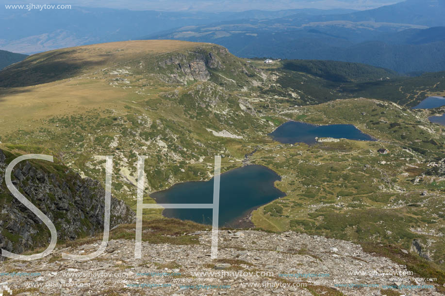 Summer view of The Twin, The Trefoil The Fish and The Lower Lakes, Rila Mountain, The Seven Rila Lakes, Bulgaria