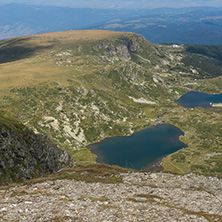 Summer view of The Twin, The Trefoil The Fish and The Lower Lakes, Rila Mountain, The Seven Rila Lakes, Bulgaria