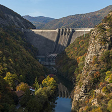 Amazing Autumn landscape of The Vacha (Antonivanovtsi) Reservoir, Rhodope Mountains, Plovdiv Region, Bulgaria