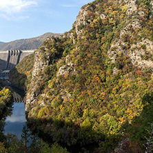 Amazing Autumn landscape of The Vacha (Antonivanovtsi) Reservoir, Rhodope Mountains, Plovdiv Region, Bulgaria