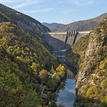 Amazing Autumn landscape of The Vacha (Antonivanovtsi) Reservoir, Rhodope Mountains, Plovdiv Region, Bulgaria