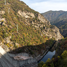 Amazing Autumn landscape of The Vacha (Antonivanovtsi) Reservoir, Rhodope Mountains, Plovdiv Region, Bulgaria