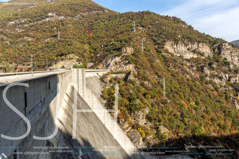 Amazing Autumn landscape of The Vacha (Antonivanovtsi) Reservoir, Rhodope Mountains, Plovdiv Region, Bulgaria