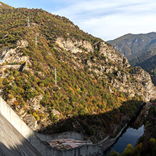 Amazing Autumn landscape of The Vacha (Antonivanovtsi) Reservoir, Rhodope Mountains, Plovdiv Region, Bulgaria