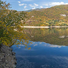 Amazing Autumn landscape of The Vacha (Antonivanovtsi) Reservoir, Rhodope Mountains, Plovdiv Region, Bulgaria