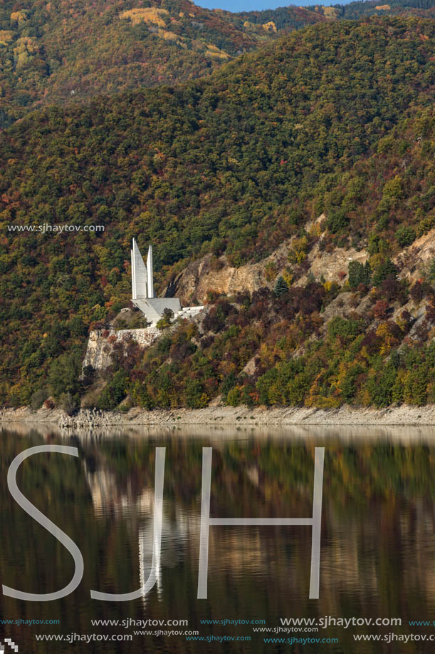 Amazing Autumn landscape of The Vacha (Antonivanovtsi) Reservoir, Rhodope Mountains, Plovdiv Region, Bulgaria