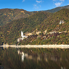 Amazing Autumn landscape of The Vacha (Antonivanovtsi) Reservoir, Rhodope Mountains, Plovdiv Region, Bulgaria