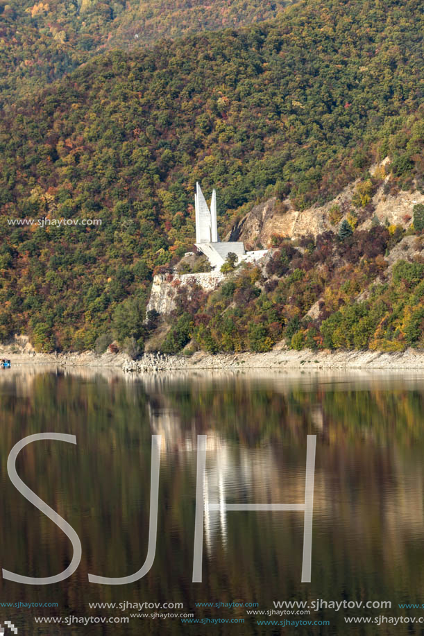 Amazing Autumn landscape of The Vacha (Antonivanovtsi) Reservoir, Rhodope Mountains, Plovdiv Region, Bulgaria