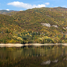 Amazing Autumn landscape of The Vacha (Antonivanovtsi) Reservoir, Rhodope Mountains, Plovdiv Region, Bulgaria