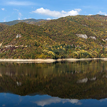 Amazing Autumn landscape of The Vacha (Antonivanovtsi) Reservoir, Rhodope Mountains, Plovdiv Region, Bulgaria