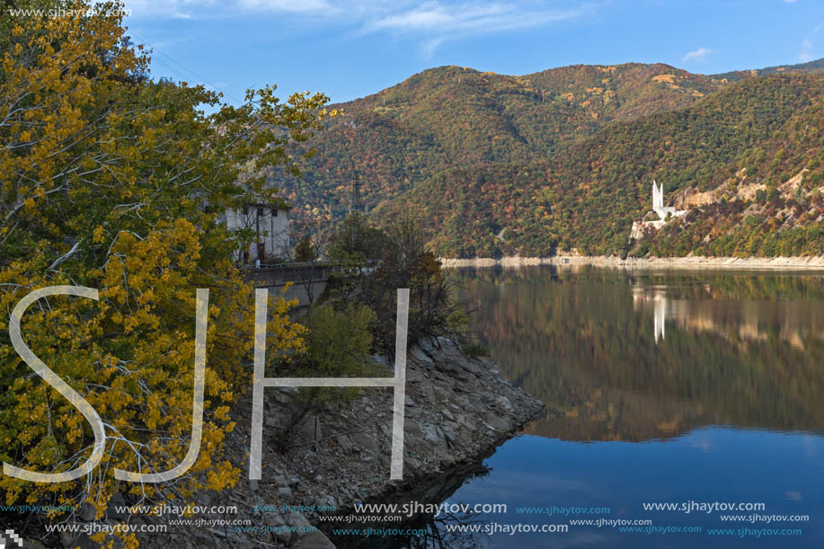 Amazing Autumn landscape of The Vacha (Antonivanovtsi) Reservoir, Rhodope Mountains, Plovdiv Region, Bulgaria