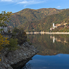 Amazing Autumn landscape of The Vacha (Antonivanovtsi) Reservoir, Rhodope Mountains, Plovdiv Region, Bulgaria