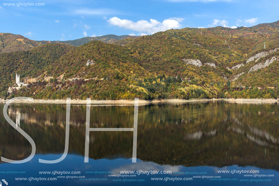 Amazing Autumn landscape of The Vacha (Antonivanovtsi) Reservoir, Rhodope Mountains, Plovdiv Region, Bulgaria