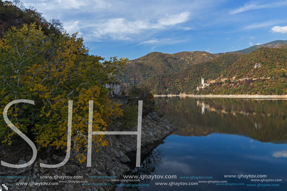 Amazing Autumn landscape of The Vacha (Antonivanovtsi) Reservoir, Rhodope Mountains, Plovdiv Region, Bulgaria