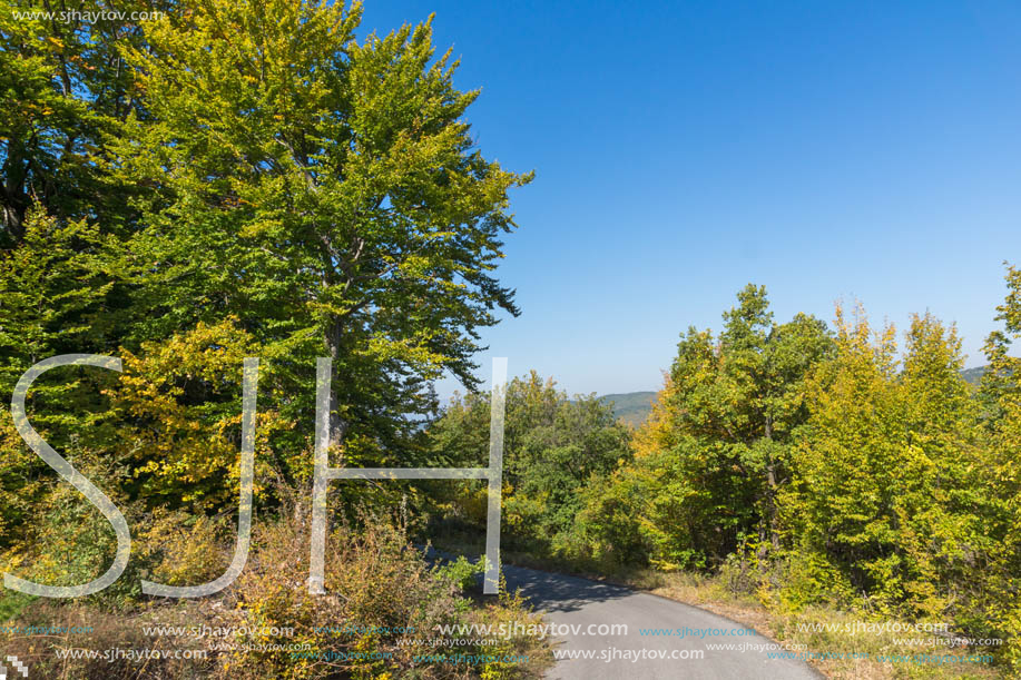 Autumn landscape of Ruen Mountain - northern part of Vlahina Mountain, Kyustendil Region, Bulgaria