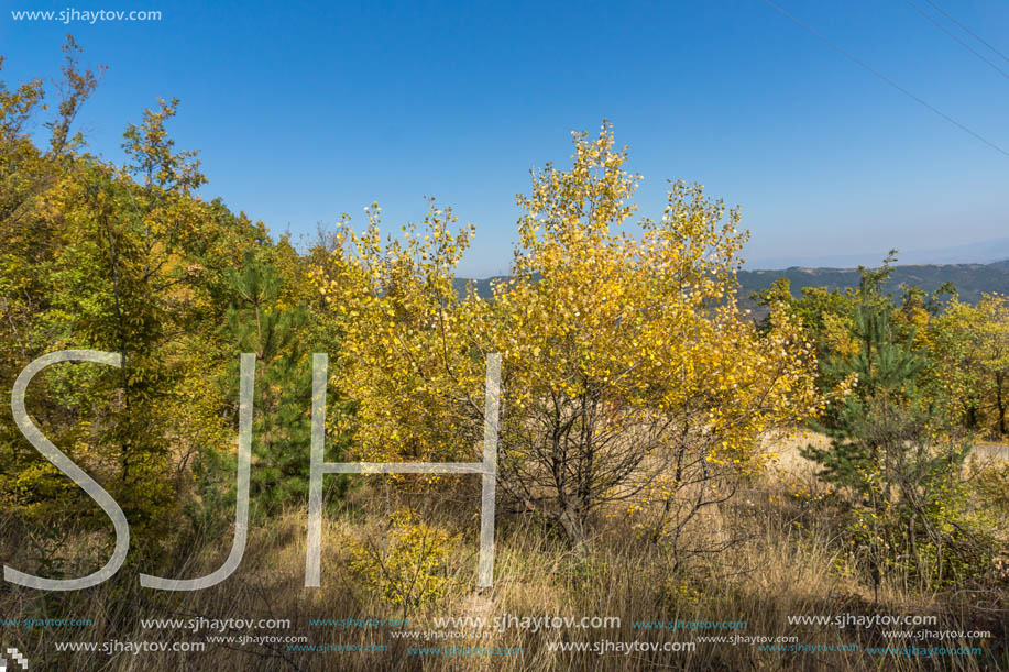 Autumn landscape of Ruen Mountain - northern part of Vlahina Mountain, Kyustendil Region, Bulgaria