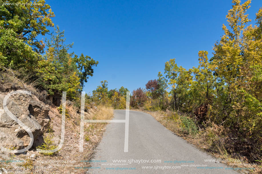 Autumn landscape of Ruen Mountain - northern part of Vlahina Mountain, Kyustendil Region, Bulgaria