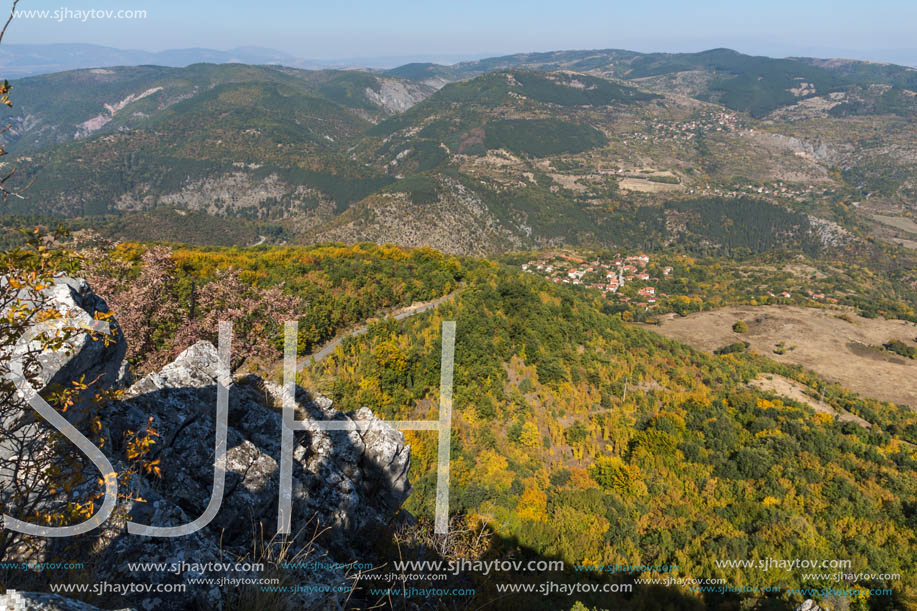 Autumn landscape of Ruen Mountain - northern part of Vlahina Mountain, Kyustendil Region, Bulgaria