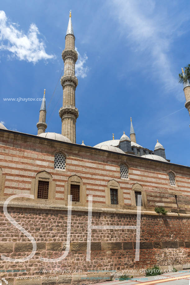 Architectural detail of Built by architect Mimar Sinan between 1569 and 1575 Selimiye Mosque  in city of Edirne,  East Thrace, Turkey