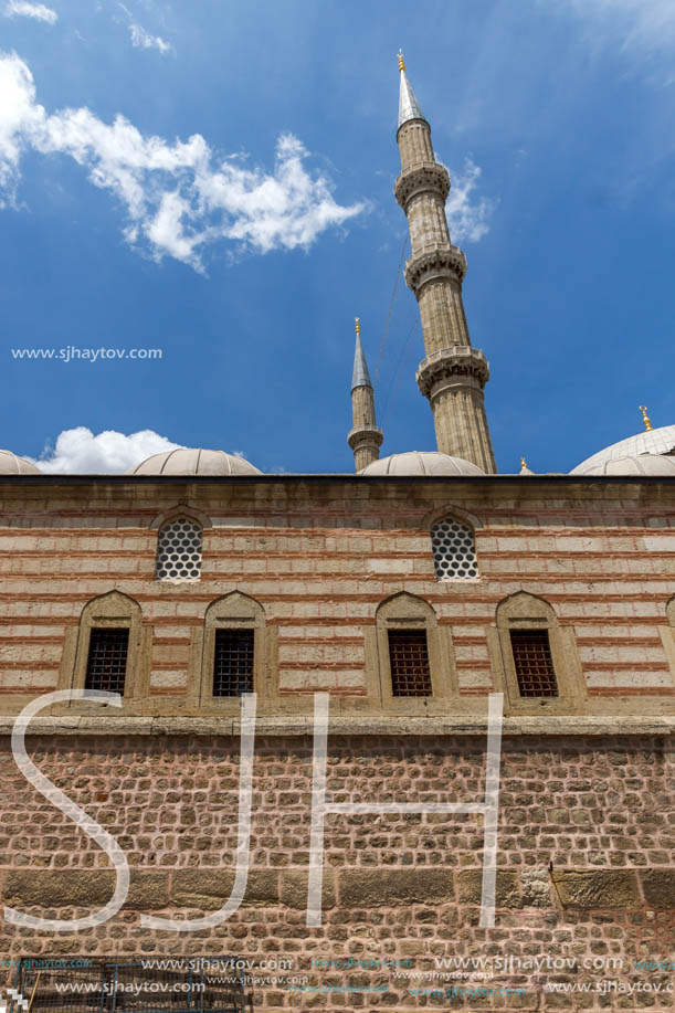 Architectural detail of Built by architect Mimar Sinan between 1569 and 1575 Selimiye Mosque  in city of Edirne,  East Thrace, Turkey