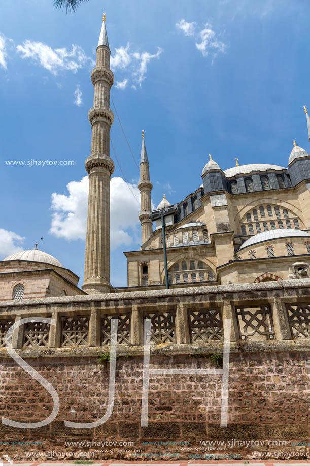 Architectural detail of Built by architect Mimar Sinan between 1569 and 1575 Selimiye Mosque  in city of Edirne,  East Thrace, Turkey