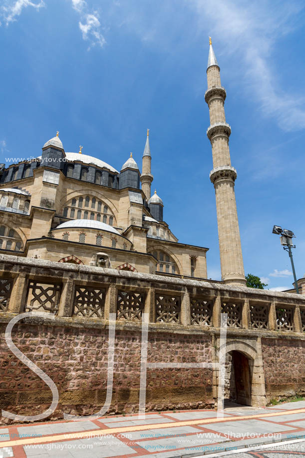 Architectural detail of Built by architect Mimar Sinan between 1569 and 1575 Selimiye Mosque  in city of Edirne,  East Thrace, Turkey