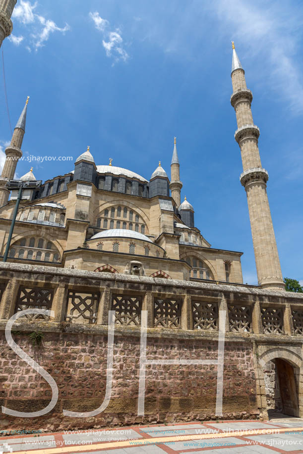 Architectural detail of Built by architect Mimar Sinan between 1569 and 1575 Selimiye Mosque  in city of Edirne,  East Thrace, Turkey