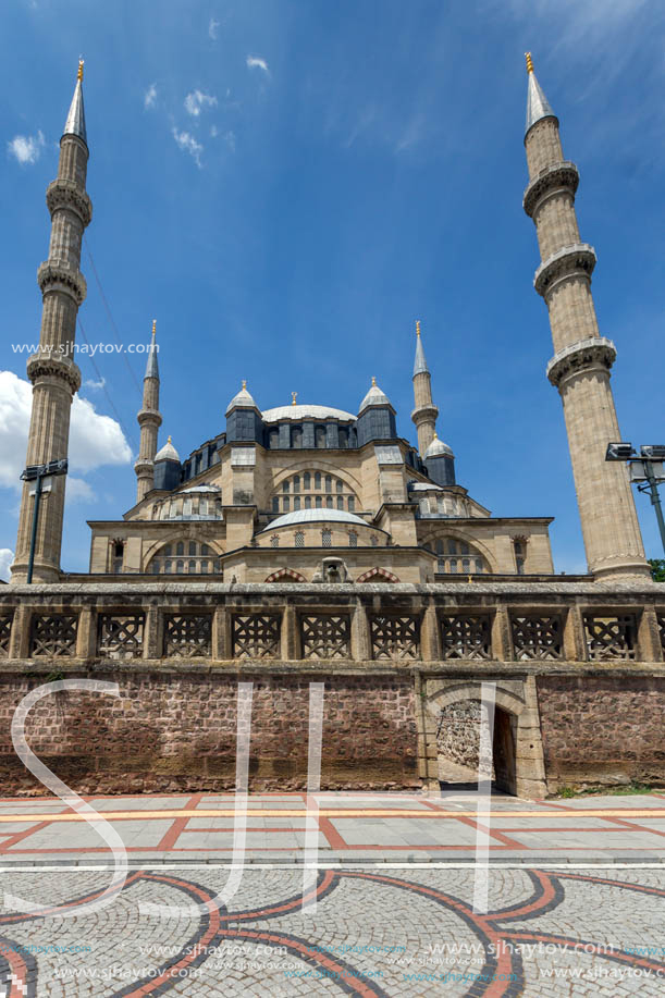 Architectural detail of Built by architect Mimar Sinan between 1569 and 1575 Selimiye Mosque  in city of Edirne,  East Thrace, Turkey