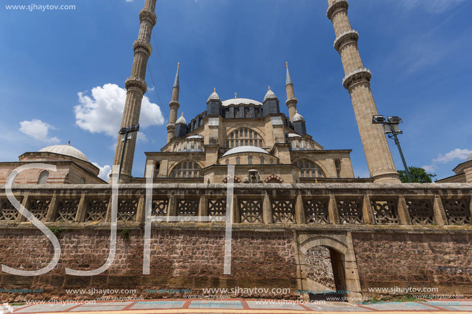 Architectural detail of Built by architect Mimar Sinan between 1569 and 1575 Selimiye Mosque  in city of Edirne,  East Thrace, Turkey