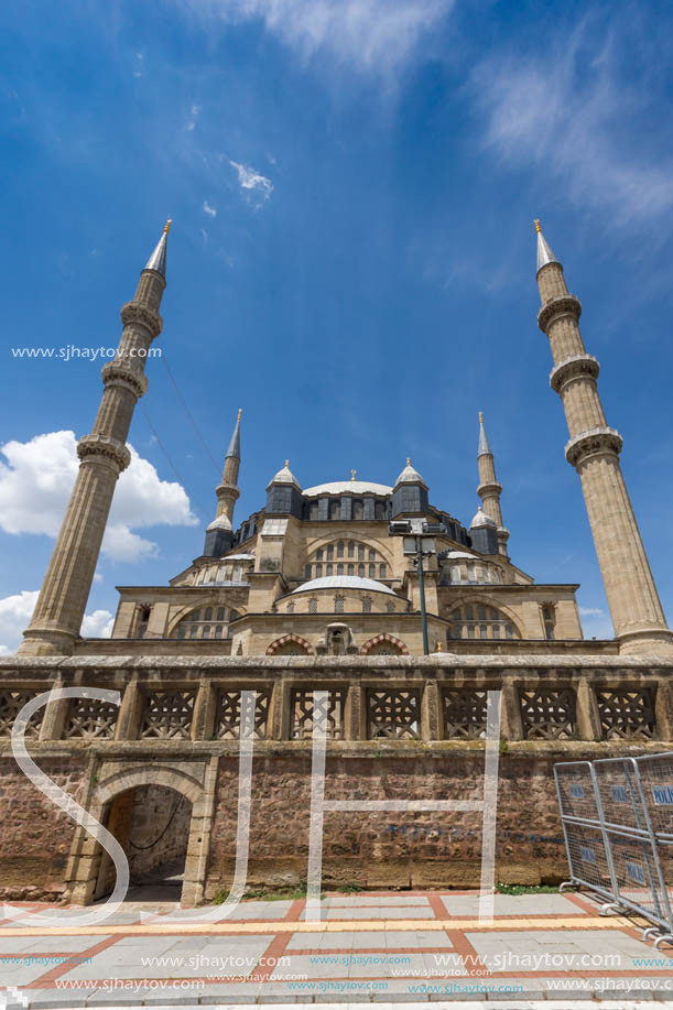 Architectural detail of Built by architect Mimar Sinan between 1569 and 1575 Selimiye Mosque  in city of Edirne,  East Thrace, Turkey