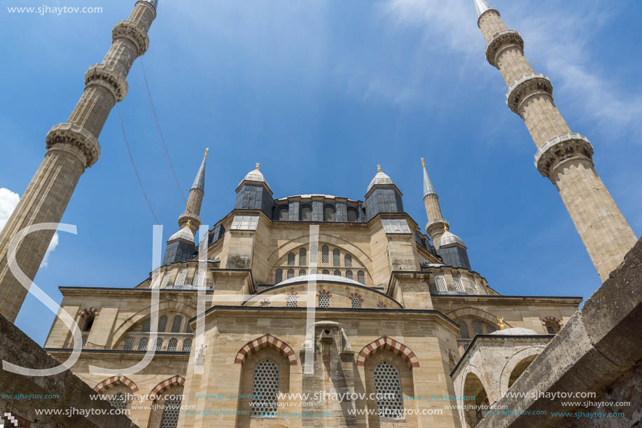 Architectural detail of Built by architect Mimar Sinan between 1569 and 1575 Selimiye Mosque  in city of Edirne,  East Thrace, Turkey