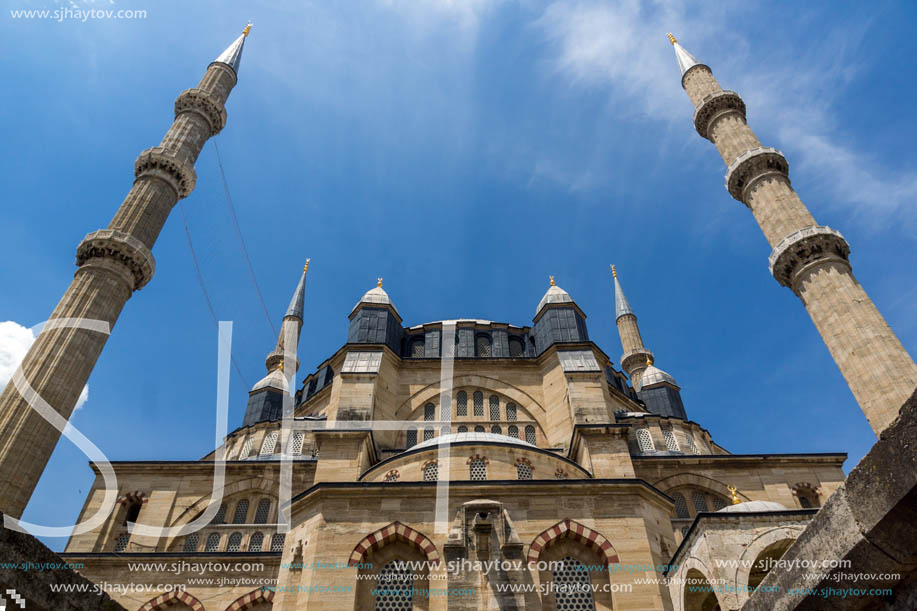 Architectural detail of Built by architect Mimar Sinan between 1569 and 1575 Selimiye Mosque  in city of Edirne,  East Thrace, Turkey