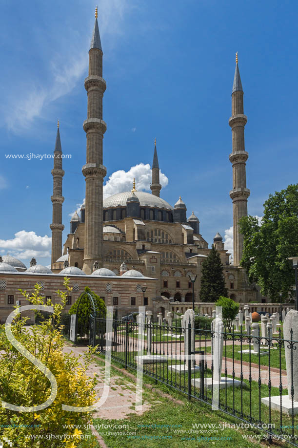 Architectural detail of Built by architect Mimar Sinan between 1569 and 1575 Selimiye Mosque  in city of Edirne,  East Thrace, Turkey