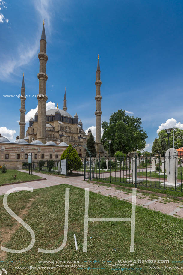 Architectural detail of Built by architect Mimar Sinan between 1569 and 1575 Selimiye Mosque  in city of Edirne,  East Thrace, Turkey