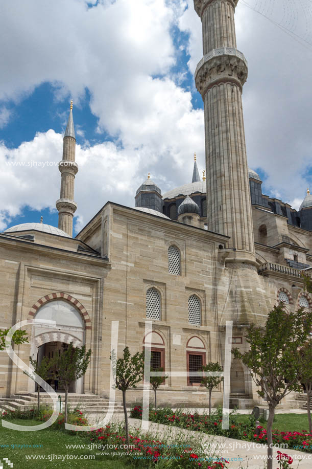 Architectural detail of Built by architect Mimar Sinan between 1569 and 1575 Selimiye Mosque  in city of Edirne,  East Thrace, Turkey