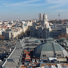 MADRID, SPAIN - JANUARY 24, 2018:  Amazing Panoramic view of city of Madrid from Circulo de Bellas Artes, Spain